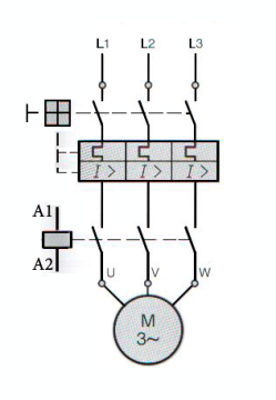 Схема подключения контактора Hager к двигателю.