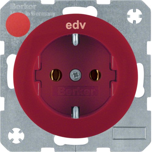 Розетка з з/к червона з надписом EDV,  16А/250В, R.1/R.3