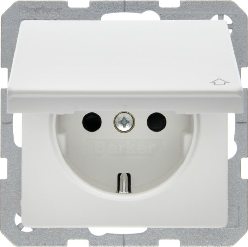 Розетка с з/к с крышкой, 16А/250В, пол.белизна, Q.х