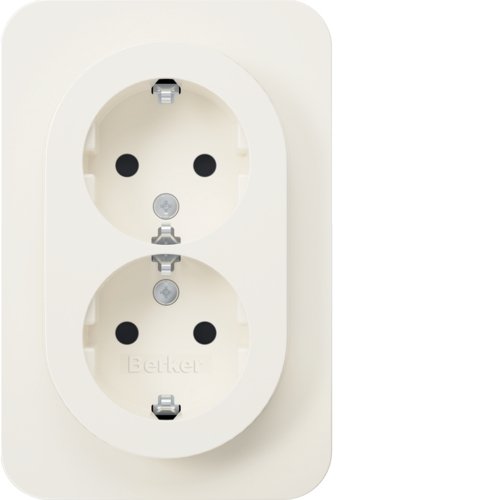 Розетка с з/к 2X, защита контактов, цельная, полярная белизна, 16А/250В R.1 Berker 47592089