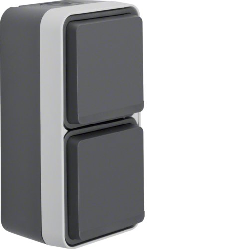 Розетка з з/к подвійна вертикальна IP55, сіра, 16А/250В W.1 Berker 47703525