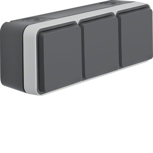 Розетка з з/к потрійна горизонтальна IP55, сіра, 16А/250В W.1 Berker 47733515
