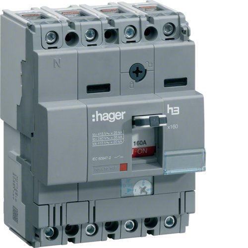 Автоматичний вимикач x160, In=63А, 4п, 25kA, Трег./Мфікс.  Hager HHA064H