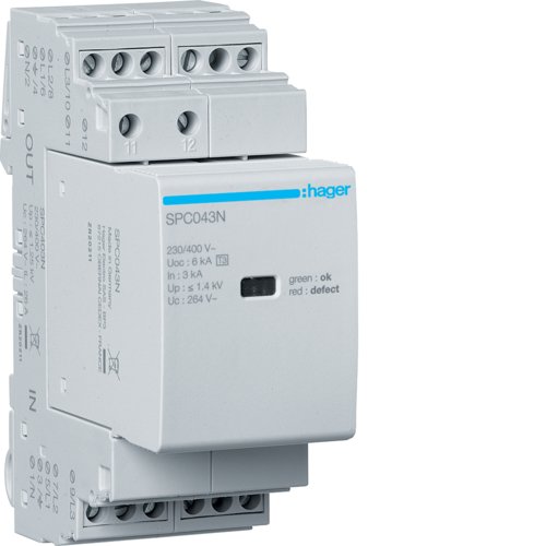 Розрядник (ПЗІП) T3 3P+N Uc 264V In 3kA Up 1.4kV +дод.контакт