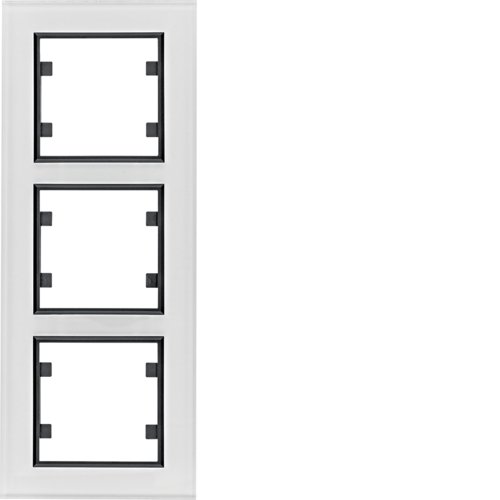 Рамка 3Х вертикальна, Lumina-Passion,  біле скло