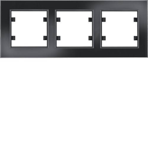 Рамка 3Х горизонтальна, Lumina-Passion,  чорне скло