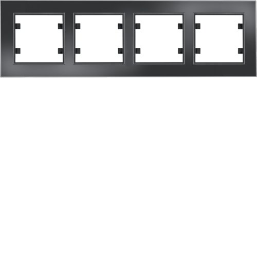 Рамка 4Х горизонтальна, Lumina-Passion,  чорне скло