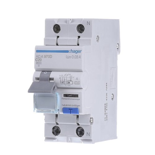 Дифавтомат 1P+N, 20A, C, 30mA, 6kA, A, Hager ADA970D