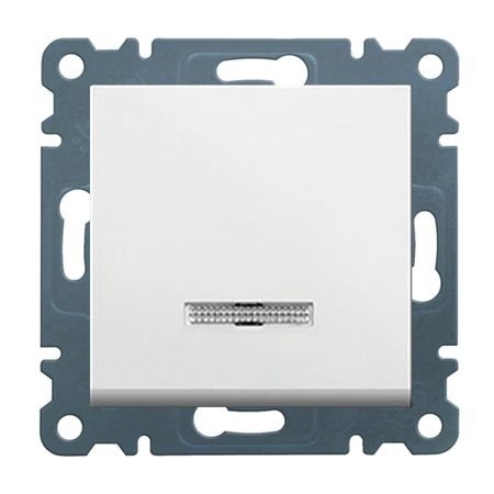 Вимикач з підсвічуванням 1-тактовий Lumina, білий, 10АХ/230В  WL0410