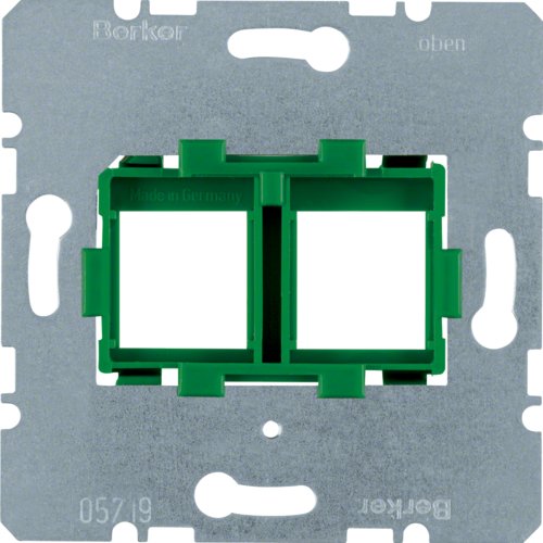 Опорна пластина для модульних роз'ємів з зеленою вставкою, 2-кратна 454104
