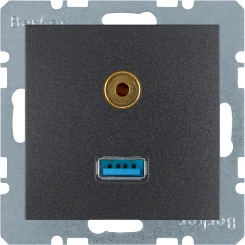 Розетка USB/3.5мм аудіо, антрацит S.1 3315391606
