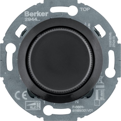 Диммер універсальний Комфорт 20-420Вт, LED 3-100Вт, 230В, чорний, 1930+Glas Berker 294411