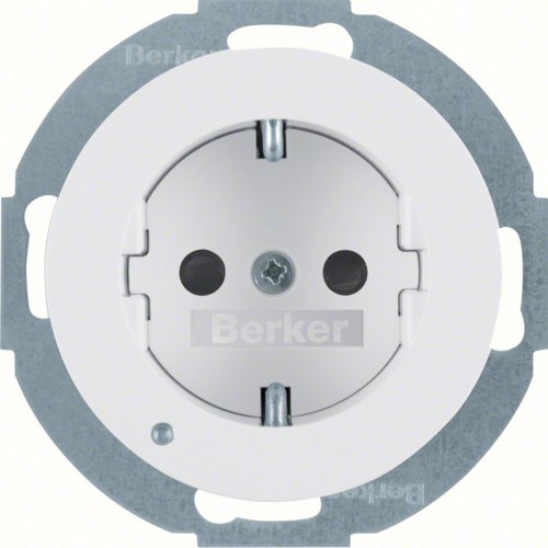 Розетка с з/к с зах. от детей с LED-подсветкой, 16А/250В, пол.белизна, R.х
