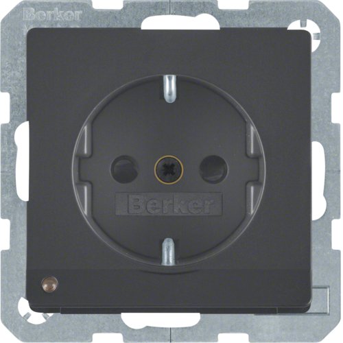 Розетка з з/к з зах.від дітей з LED-підсвіткою, 16А/250В, антрацит, Q.х