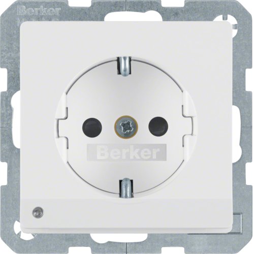 Розетка з з/к з зах.від дітей з LED-підсвіткою, 16А/250В, пол.білизна, Q.х